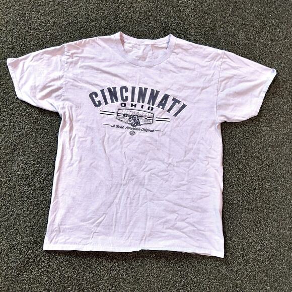 Graphic Shirt Mens Medium Gray Cincinnati Ohio USA A Real American Original - Picture 2 of 5